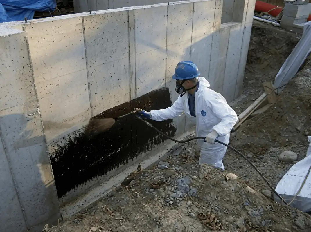Professional waterproofing the exterior walls of the basement in Orlando, FL