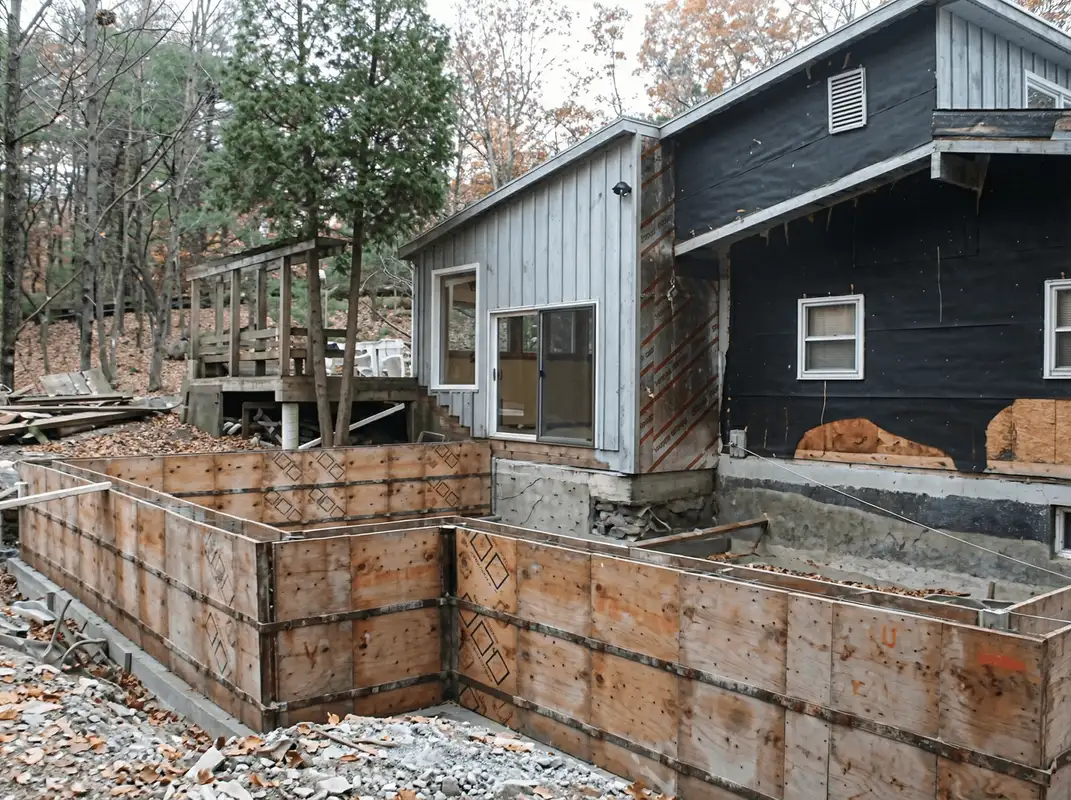 Prepared site with foundation forms for home remodeling and addition project in Orlando, FL